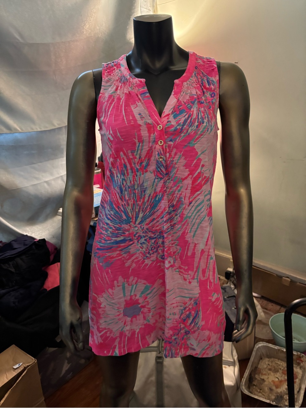 Lilly Pulitzer Hot Pink Multicolor Floral Sleeveless dress